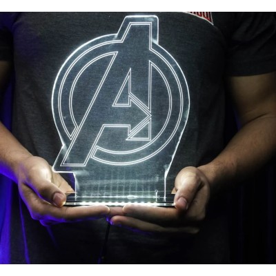 Luminária em Acrílico Símbolo Avengers